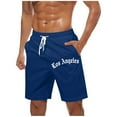 thumbnail image 3 of Mifsaly Mens Beach Shorts Letters Print Loose Casual Shorts Drawstring Elastic Waist Summer Vacation Short Pants with Pockets, 3 of 5