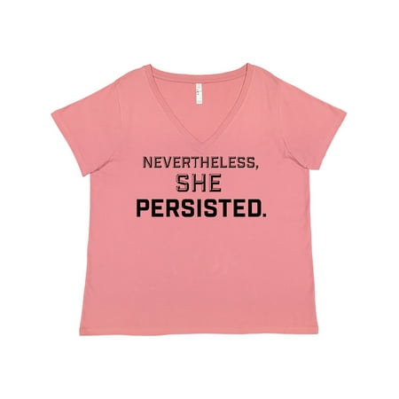 Inktastic Nevertheless, She Persisted Adult Women's Plus Size V-Neck Female Mauve 4X