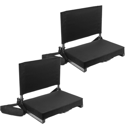 Cascade Mountain Tech Black Ultra-Padded Stadium Seat for Bleachers – 2 Pack