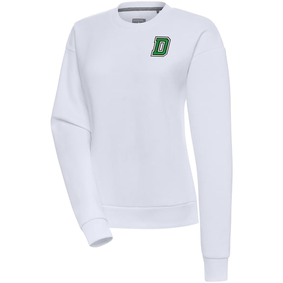 Women's Antigua White Dartmouth Big Green Victory Pullover Sweatshirt