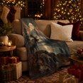 thumbnail image 3 of Moose by Moonlit Mountain Lake, Rustic Wilderness Style for Nature Lovers, Misty Forest Motif and Birthday Gift, Cozy Flannel Blanket for Cabin and Living Room, Home Decor, 3 of 9
