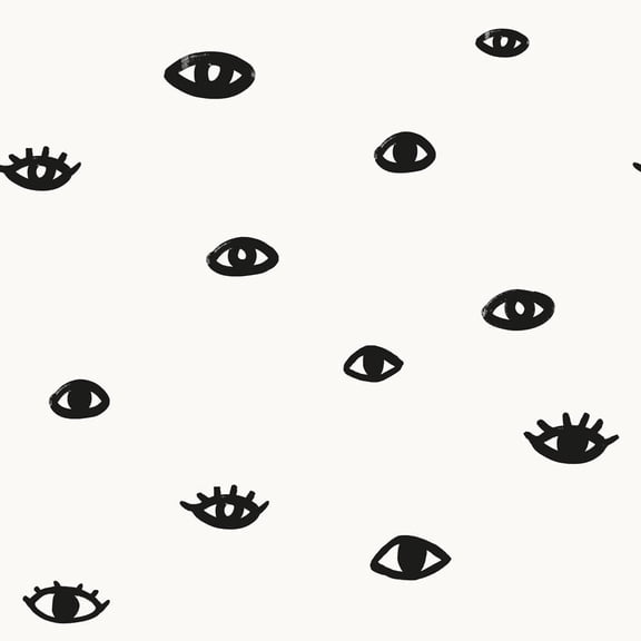 Tempaper x Bobby Berk Eye See You Black & White Peel and Stick Wallpaper, 20.5" x 9'