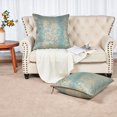 thumbnail image 7 of Home Soft Things Jacquard Chenille Big Zipper Throw Pillow Cover 2 Piece Set - Teal/Camel - 26" x 26", 7 of 7