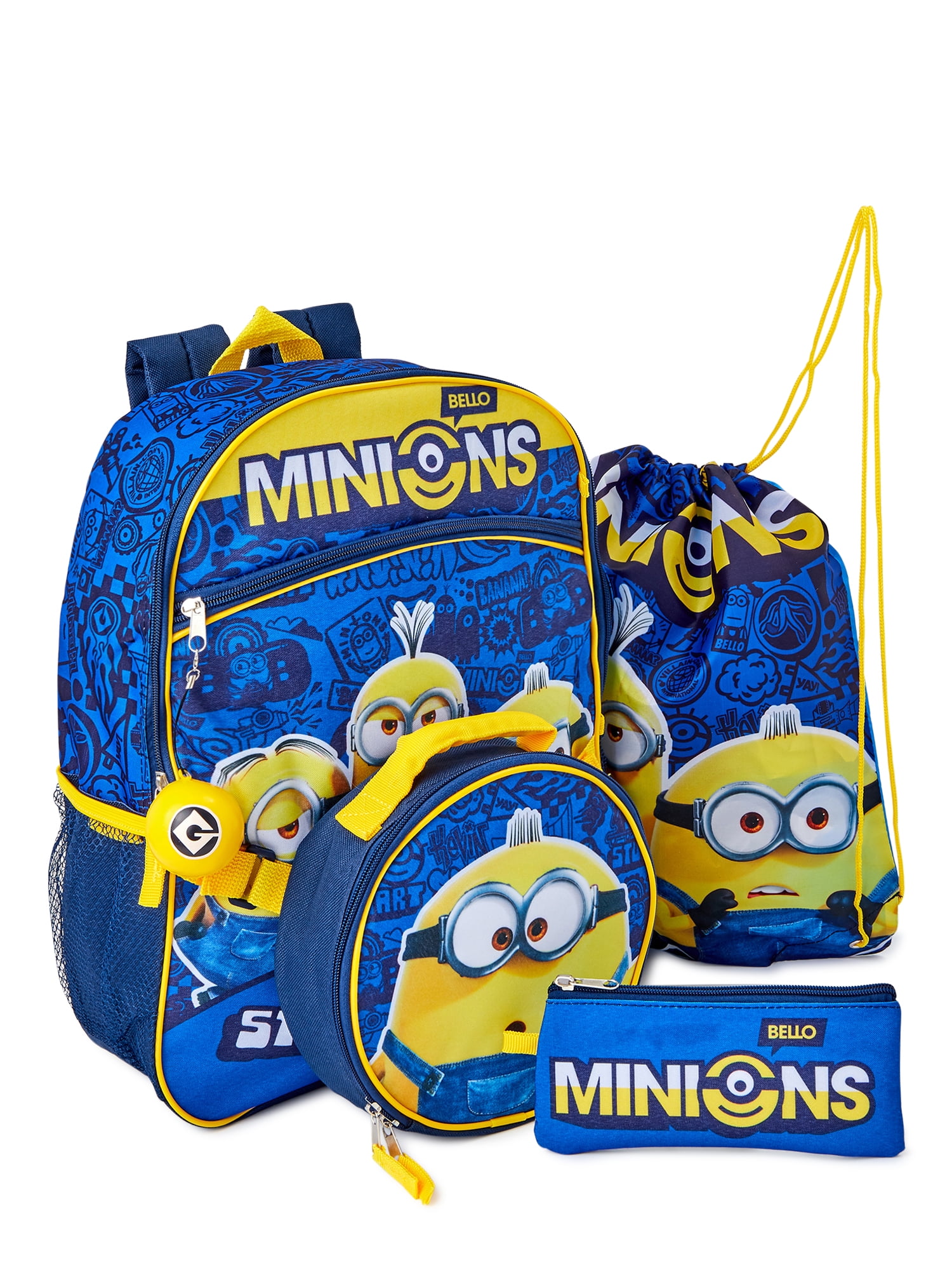 Minion 16'' Backpack with Detachable Lunch Box 5 Piece Set 