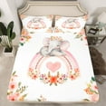 thumbnail image 2 of jejeloiu Kawaii Wild Elephant Full Size Sheets,Country Floral Blossom Bed Sheets,Pink Loves Rainbow Sheet Sets For Girls,Microfiber Bedroom Decor,4-Piece, 2 of 7