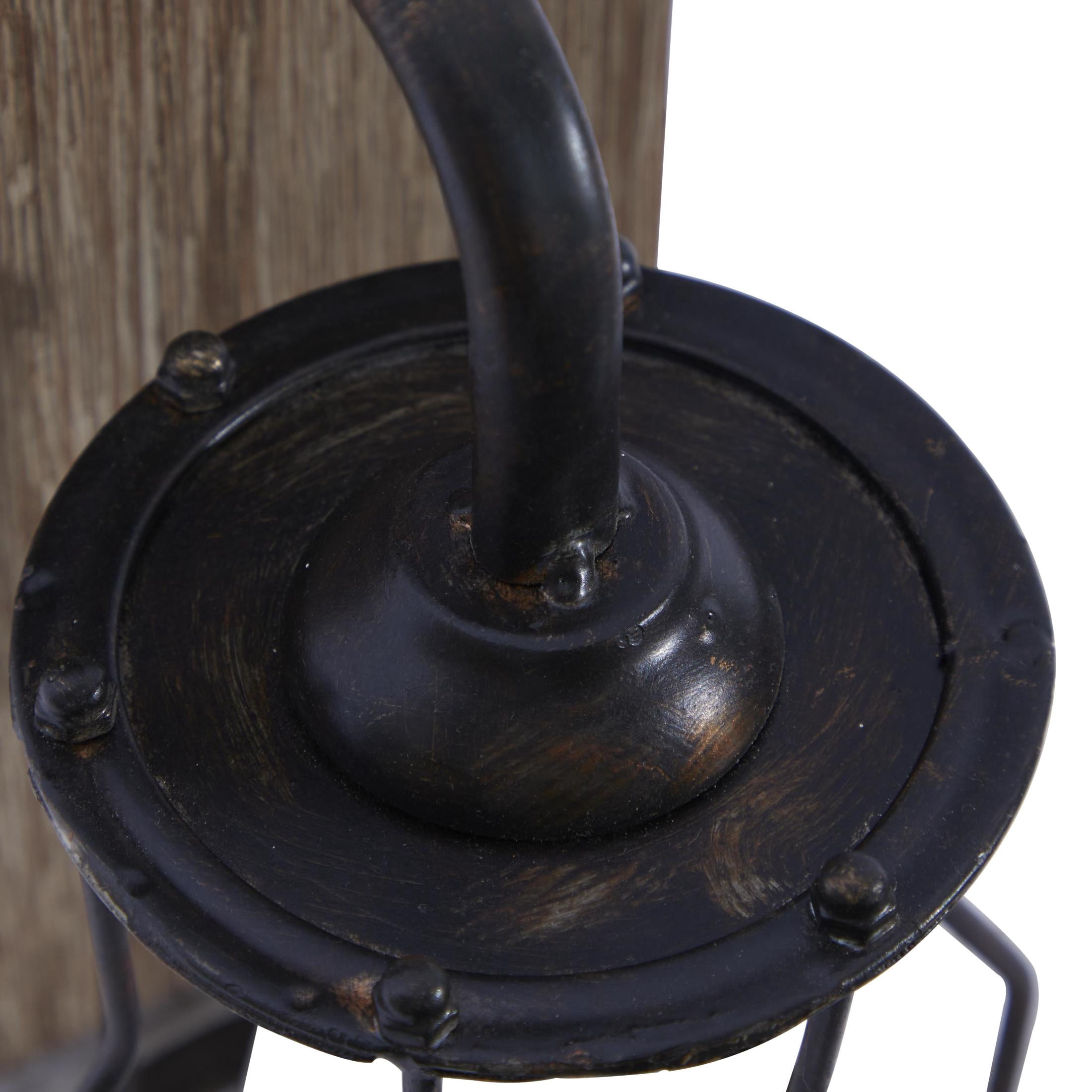 DecMode Industrial Metal Wall Sconce with Wood Backplate and Iron Cage, 6"W x 11"H Features Rustic Brown Finish