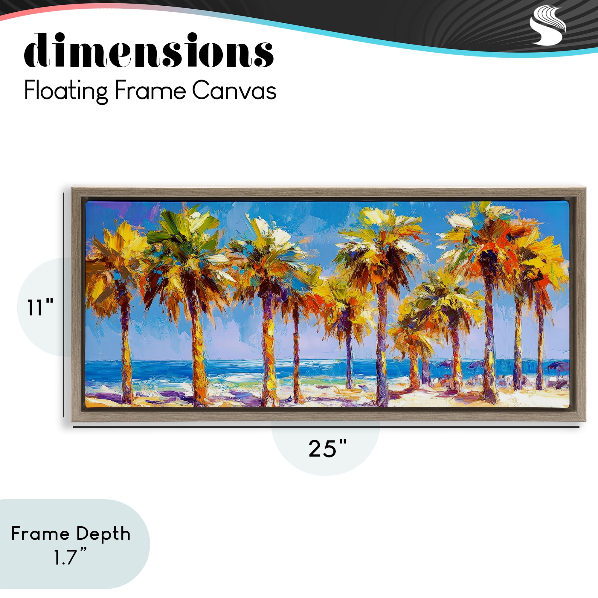 Stupell Industries Many Palm Trees on Beach Brown Framed Floater Canvas Wall Art, design by Petal Prints Design