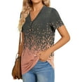 thumbnail image 4 of Aobny Brown T-Shirt Women Tunic T-Shirt Short Sleeve V-Neck Graphic Womens Dressy Tops,M, 4 of 7