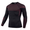 thumbnail image 2 of IAJDKMEK Men's Long Sleeve Compression Shirt - Fitted Breathable Moisture-Wicking for Gym Fitness Training,Red 3XL, 2 of 8