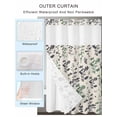 thumbnail image 4 of No Hook Shower Curtain with Snap-in Liner, Green Grey Botanical Waterproof Fabric Bathroom Curtains, Rustic Country Spring Floral Summer Leaf Bath Curtains & Mesh Top Window Stand Up Stall 36"x72", 4 of 9