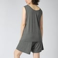 thumbnail image 3 of SWSMCLT Women's Billowy Plus Size Pajama Set Comfy Cotton Fall Light Cute 2 Piece Nightwear Breathable Loungewear Set Dark Grey Medium, 3 of 5