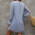 thumbnail image 4 of Vestido de manga larga para mujer, elegante, dulce, con lunares, línea A, verano, otoño, informal, suelto, moda, tela de fiesta, azul claro S, 4 of 6
