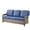 Blue Cushion & Gray Wicker-3 Seat Sofa, variant on Hommoo 75.2" Outdoor Brown Wicker Patio Sofa with Cushions, Outdoor 2 Seat Patio Furniture Sofa Couch, for Porch or Backyard, Blue