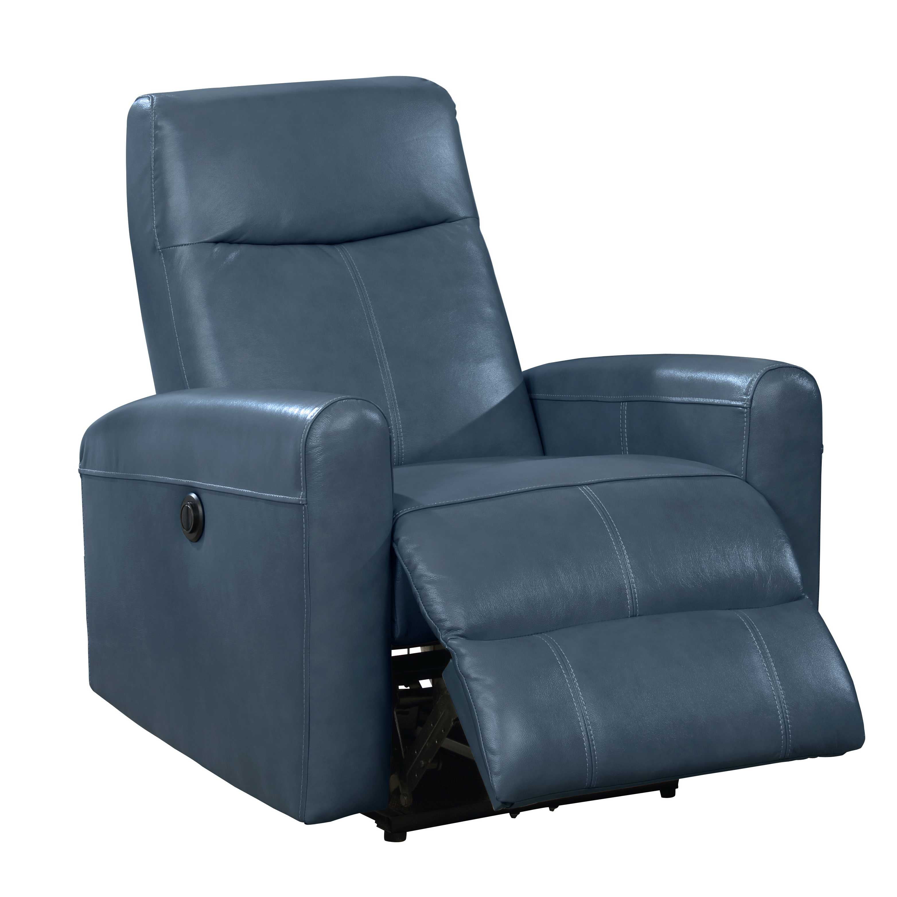 Navy Blue Contemporary Faux Leather Upholstered Electric Recliner Power Chair - Walmart.com
