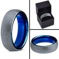 thumbnail image 4 of Charming Jewelers Tungsten Wedding Band Ring 6mm for Men Women Comfort Fit Blue Round Domed Brushed Lifetime Guarantee, 4 of 5