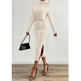 thumbnail image 3 of PRETTYGARDEN Turtle Neck Dresses for Women Fall Knit Outfits Slit Elastic Waist Long Sleeve Bodycon Midi Sweater Dress, 3 of 9