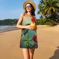 thumbnail image 3 of Fotbe Hummingbird Floral Paradise Vestido de Verano sin Mangas para Mujer – Vestido Midi Línea A, Estilo Camiseta Floral, Vestido Playero Casual y Fluido, 3 of 7