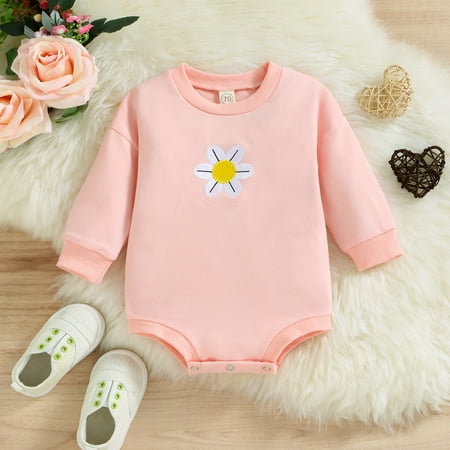 

Hunpta Infant Girls Long Sleeve Floral Embroidered Pullover Romper Newborn Sweatshirt Bodysuits