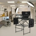 thumbnail image 2 of OmySalon Tall Folding Directors Chair with Side Table Storage Bag, Aluminum Frame 300 lbs Capacity, Portable Makeup Artist Bar Height, 19.7" D x 24.6" W x 45.7" H(Black), 2 of 7