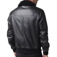 thumbnail image 3 of Men's Real Leather Flight Bomber Jacket Air Force Aviator with Sherpa Collar - 100% Lambskin Leather, 3 of 5