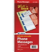 Adams Write 'n Stick Phone Message Book, 2-Part Carbonless, 5-1/4 in. x 11 in., White/Canary, 200 Sets, 50 pages