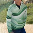 thumbnail image 2 of Sage Green Abstract Art Men's Stand Collar Sweater Long Sleeve Clothing Loose Fit Sports Sweater, 2 of 8