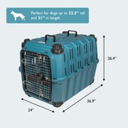 Mammoth Guardian Strong and Durable 36 Plastic Dog Kennel, Blue, Heavy-Duty Travel Crate