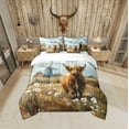 thumbnail image 2 of Erosebridal Cartoon Highland Cow Bed in a Bag Full Size, Rustic Windmill Farmhouse Bed Set, Daisy Floral Home Decor, Reversible 7-Piece, 2 of 4