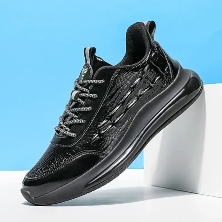 

Men‘s Crocodile Print Air Cushion Shock Absorption Breathable Running Shoes Comfortable Lightweight Sneakers Athletic Footwear
