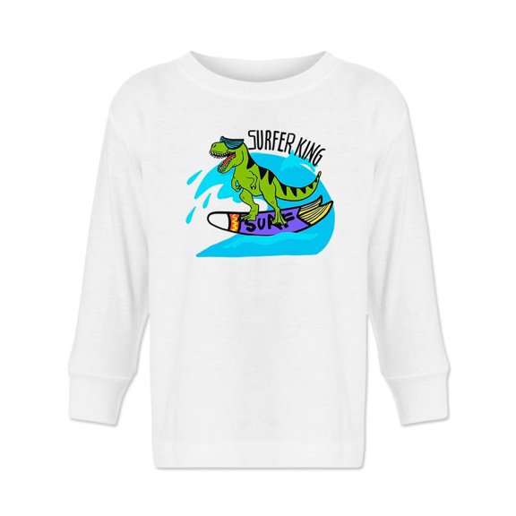 T-rex Surfer King Long Sleeve Toddler -Image by Shutterstock,  2 Toddler