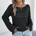 thumbnail image 2 of Women's Sweaters Womens Fall Clothes 2025 Early Autumn One Collar Hollow Out Long Sleeved Knitted Sweater Casual Loose Women's Clothing, 2 of 6