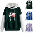 thumbnail image 2 of EQWLJWE Cow Print Sweatshirt for Women Fall Warm Sweatshirt Cute Cow Print Drawstring Drop Shoulder Hoodie Loose and Pockets Halloween Sweaters Halloween Clearance Costumes, 2 of 4
