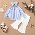thumbnail image 3 of Xingqing 3PCS Bébé Toddler Bébé Filles à Manches Longues Imprimé T-shirt Solid Color Évasé Pantalon Long, 3 of 9