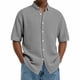 thumbnail image 1 of Blusa y camisa de manga corta con cuello vuelto para hombre, color liso, informal, a la moda, de manga corta, con cuello vuelto y botones, blusa de poliéster para hombre., 1 of 6