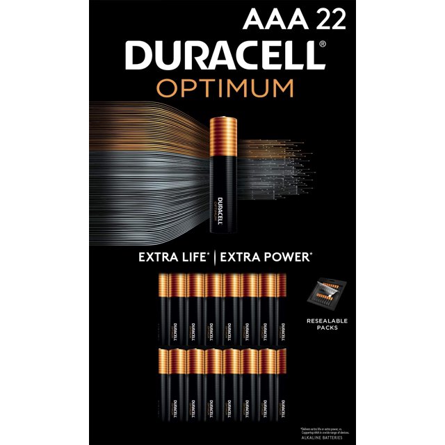 Batería Duracell Optimum AAA, paquete de 22 unidades, triple A