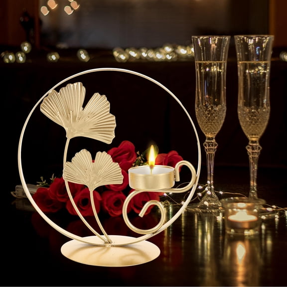 Phenofice Golden Iron Votive Holder with Plant Shape Design Multi Functional Candle Stand for Living Room