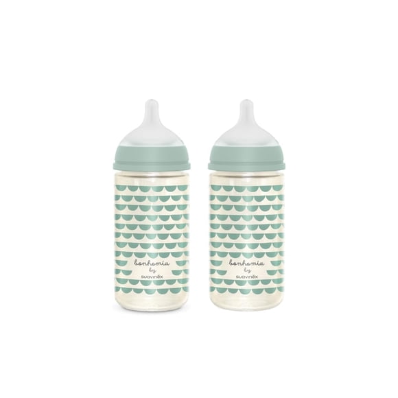 Mamadera de vidrio Suavinex Bonhomia 2 unidades de 240 ml