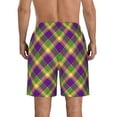 thumbnail image 3 of Bixox Men's Mardi Gras Plaid printing Casual Classic Fit Short Summer Beach Shorts, 3 of 6