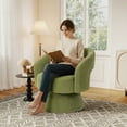 thumbnail image 6 of Ebello 360° Swivel Barrel Chair, Velvet Accent Armchair for Living Room, Bedroom & Office, Green, 6 of 10