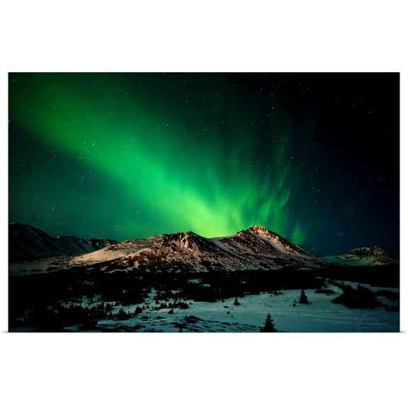 Great BIG Canvas | "The Northern Lights over Wolverine Peak in the Chugach State Park, Alaska" Art Print - 36x24