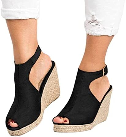 Ulanda Womens Summer Roman Sandals Open Toe Flats with Buckle Ankle Straps Casual Shoe Platform Sandals for Women 