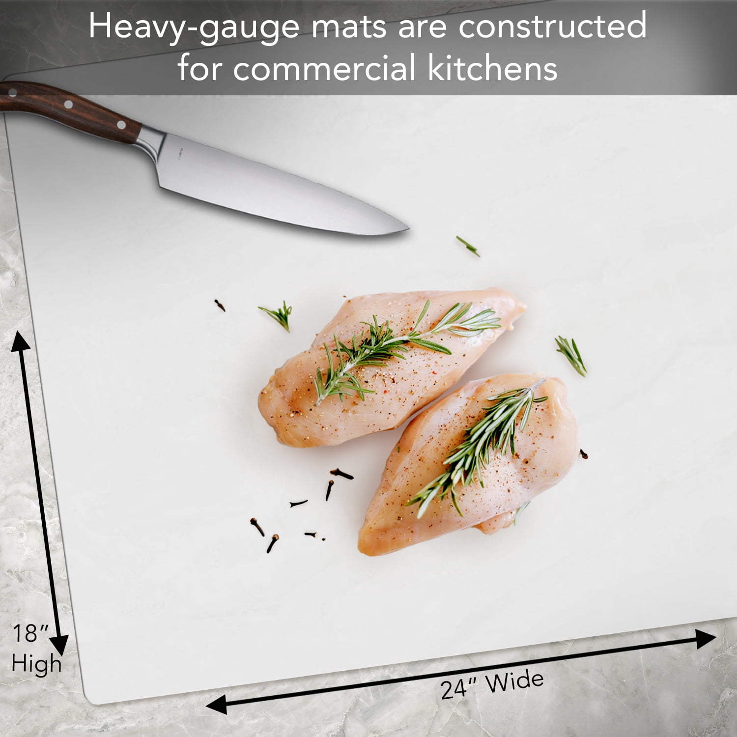 Cut N' Funnel Large Food Service Grade Heavy Gauge Flexible Plastic Cutting Board Mats 4 Pack 24" x 18"