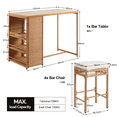 thumbnail image 3 of Ktaxon 5-Pc Patio Bar Set, High-Top Table & 4 Stools w/Wine Holder, PE Wicker, Yellow, 3 of 10
