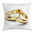 thumbnail image 1 of Engagement Party Throw Pillow Cushion Cover, Realistic Illustration 3D Style Image Heart Shaped Engagement Rings, Decorative Square Accent Pillow Case, 16 X 16 Inches, Beige and White, by Ambesonne, 1 of 2