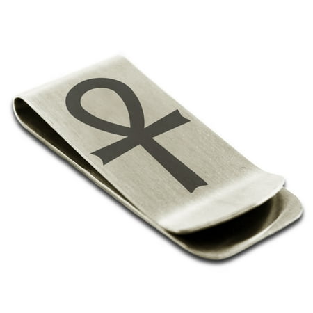 Stainless Steel Egyptian Ankh Cross Engraved Money Clip Credit Card