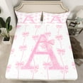 thumbnail image 2 of Manfei Letter A Monogrammed Twin Sheet Sets,Cute Bow Knot Twin Fitted Sheet,Pink Glitter Print Flat Sheet For Girl,Microfiber Room Decorative,3 Pieces, 2 of 7