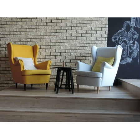 Canvas Print Interior Cafe Restaurant Armchair Furniture Modern Stretched Canvas 32 x (Best Color For Restaurant Interior)