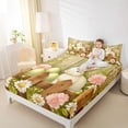 thumbnail image 3 of Erosebridal Kids Easter Bunny Eggs Full Size Sheets, Groovy Floral Bed Sheets, 4 Pieces, 3 of 5