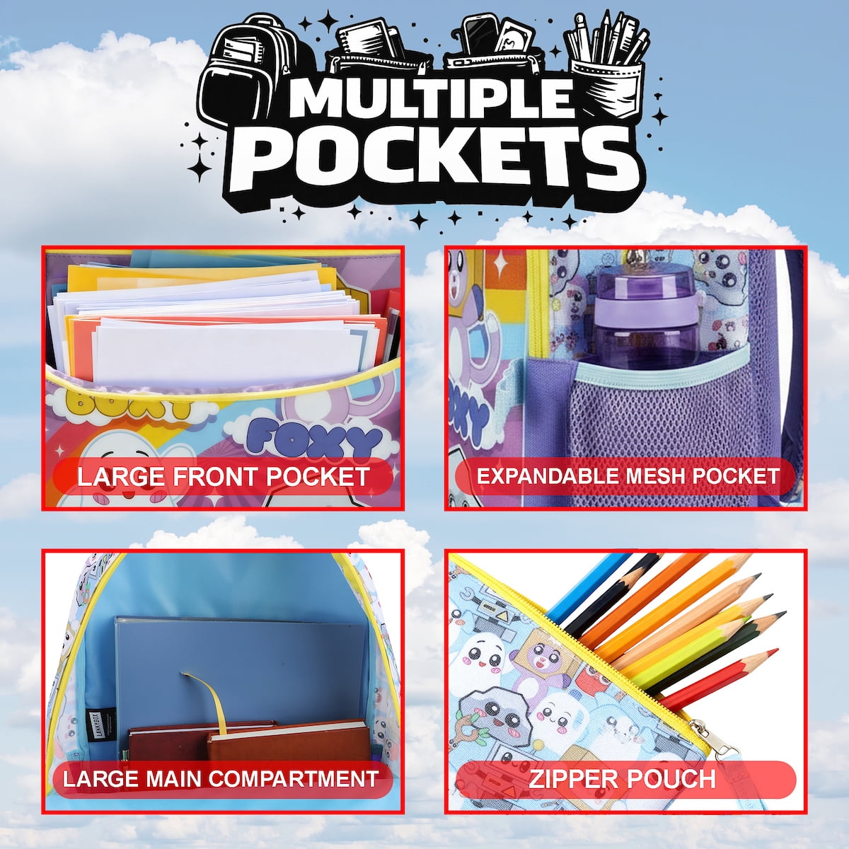 LankyBox 5-Piece 16" Backpack & Lunchbox Set