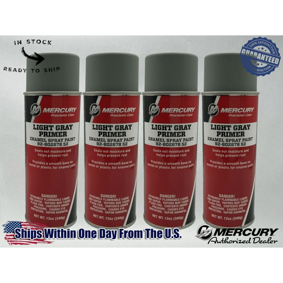 Mercury Genuine OEM Light Grey Primer Spray Paint 12 OZ 92-80287852 4 Pack